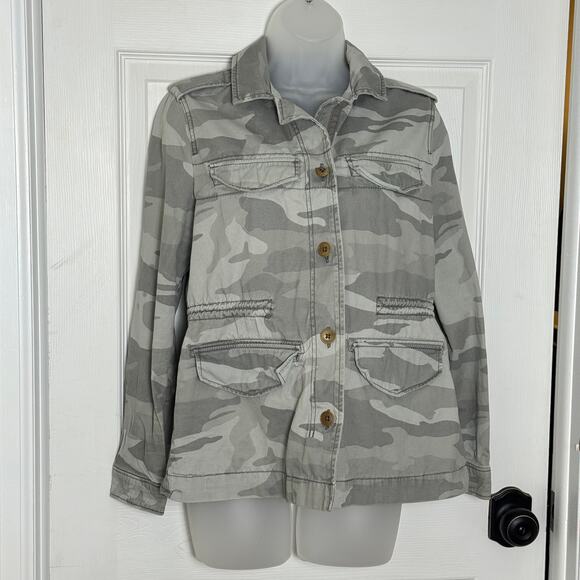 Abercrombie & Fitch Jackets & Blazers - Abercrombie & Fitch Camo Utility Jacket Drawstring Waist Twill Military